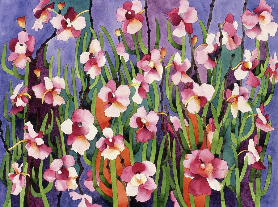 Kauai Orchids Painting by Mary Russel