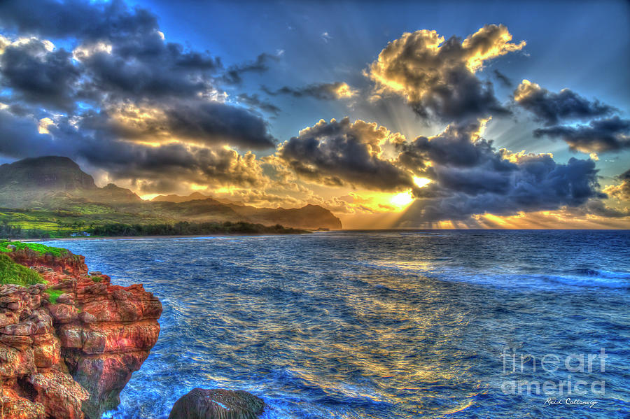 Kauai Seascape Mahaulepu Beach Sunrise Kauai Hawaii Art Photograph by Reid Callaway