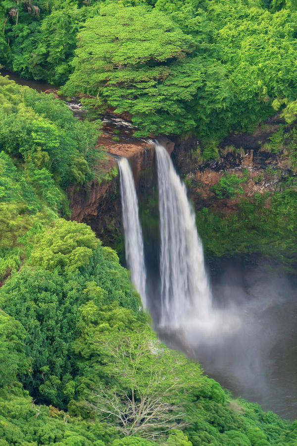Kauai Dual Waterfall Photograph by Betty Eich