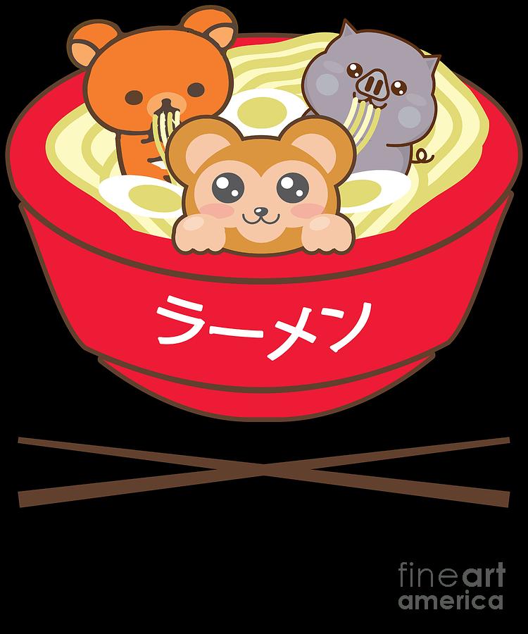Anime Kawaii Gifts Bowl of Ramen Kawaii Japanese Manga Otaku Funny Anime Throw Pillow 18x18 Multicolor 