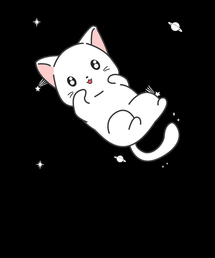 Kawaii Cat Cute Japanese Galactic Space Anime Cat Digital Art by ...