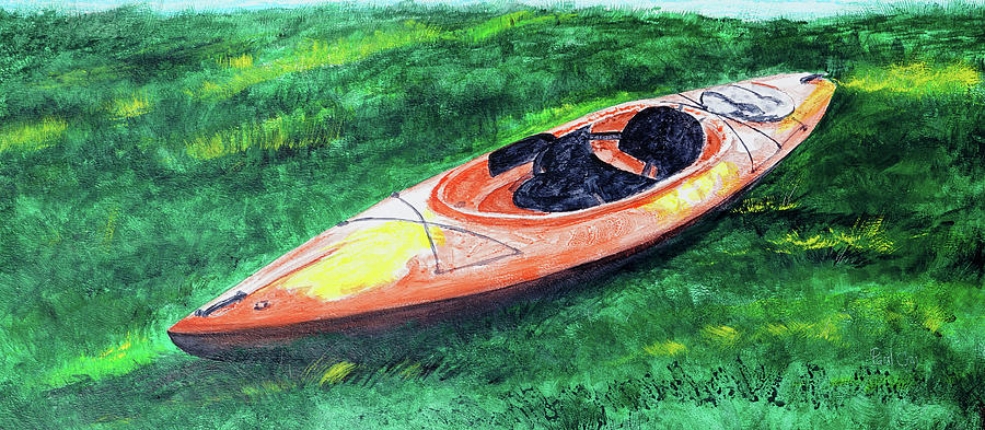 Kayak In The Grass Painting By Paul Gaj 