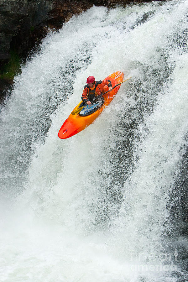 Play Photograph - Kayaker Jumping From A Waterfall by Ivan Chudakov Play Photograph - Kayaker Jumping From A Waterfall by Ivan Chudakov