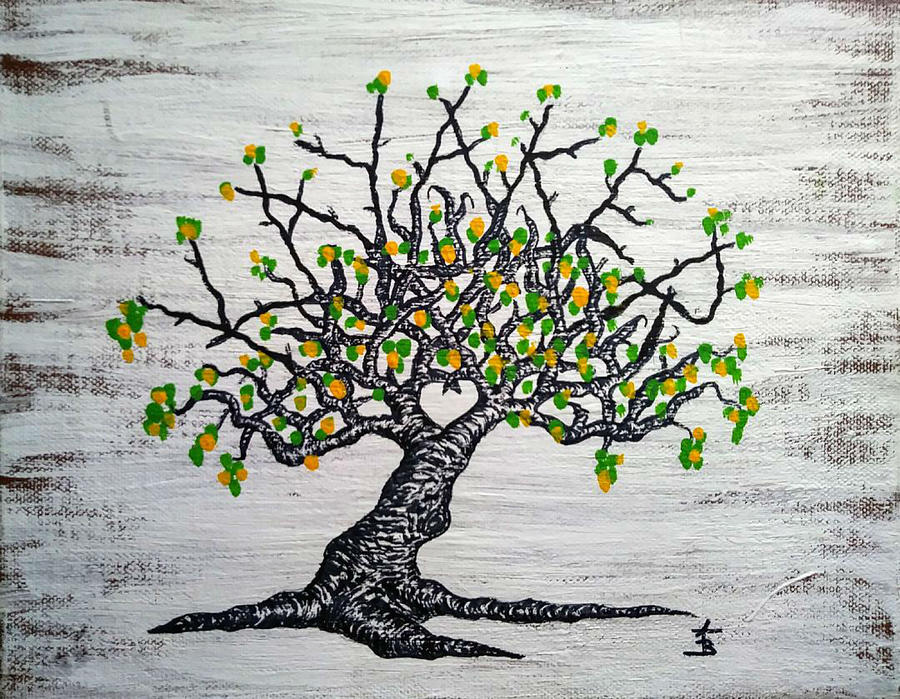 Kayaker Love Tree Art Drawing by Aaron Bombalicki
