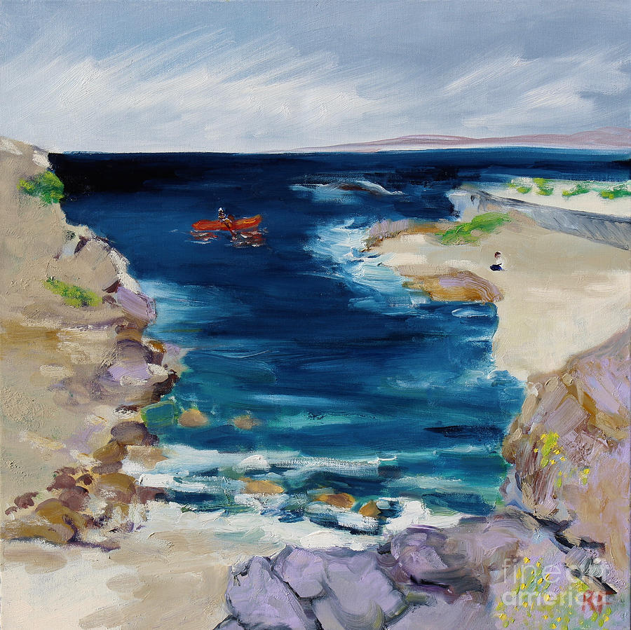 Kayaker, Monterey Bay Painting by Richard Fox