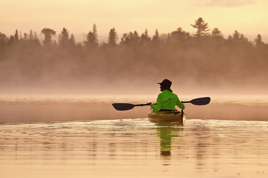 Kayaking, Birch Lake, Minnesota Digital Art by Heeb Photos