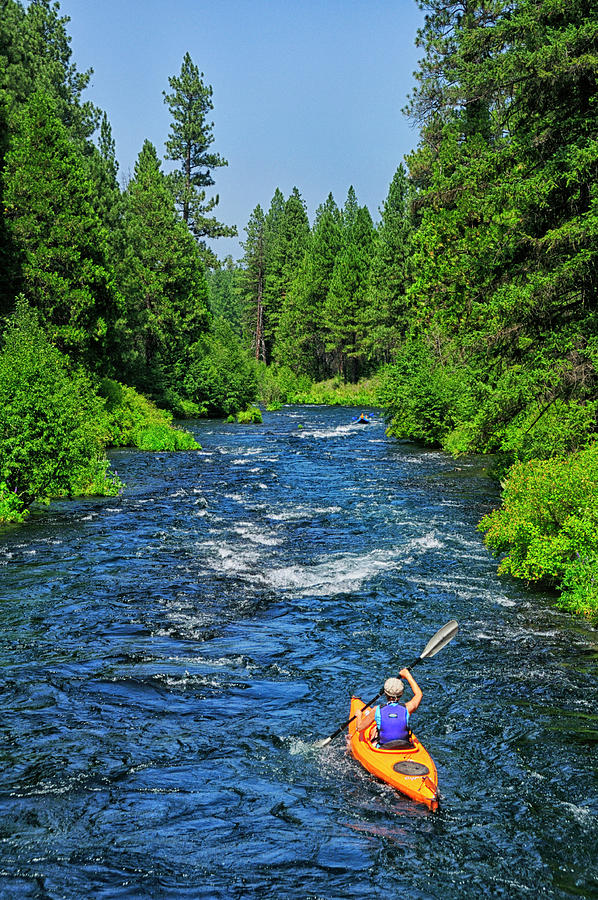 Nature Digital Art - Kayaking Metolius River, Central Oregon by Heeb Photos