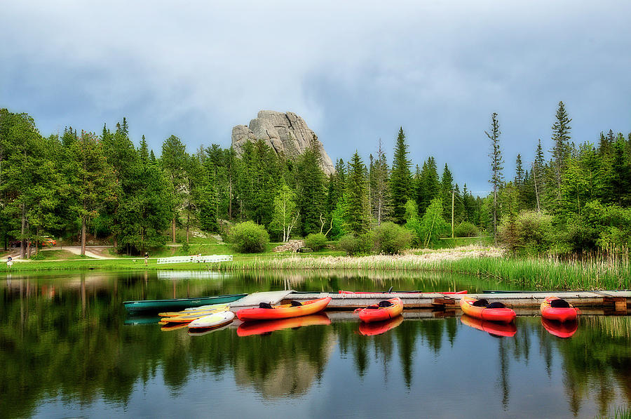 Kayaks at Sylvan Lake  Photograph by Dan Friend