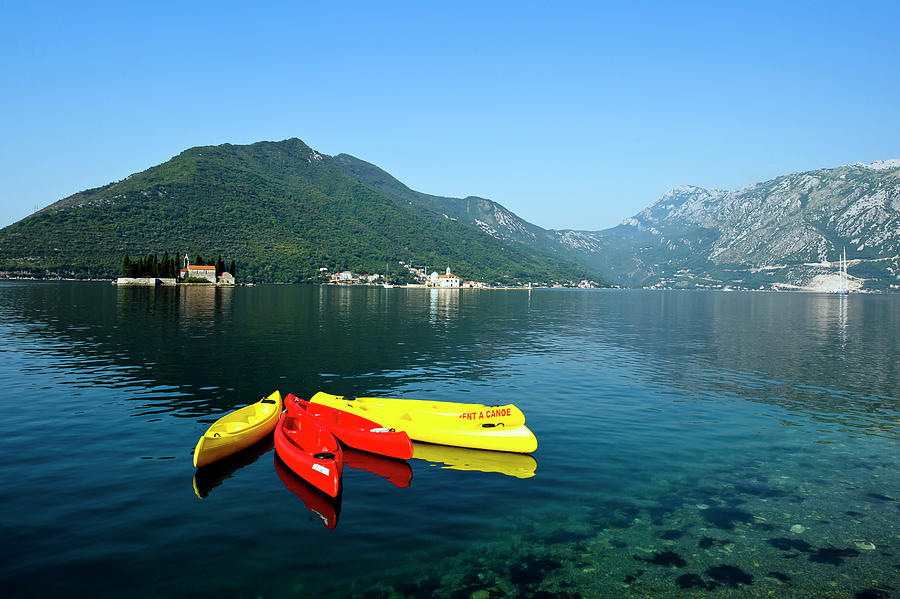 Inspirational Digital Art - Kayaks In Kotor Bay, Montenegro by Stipe Surac