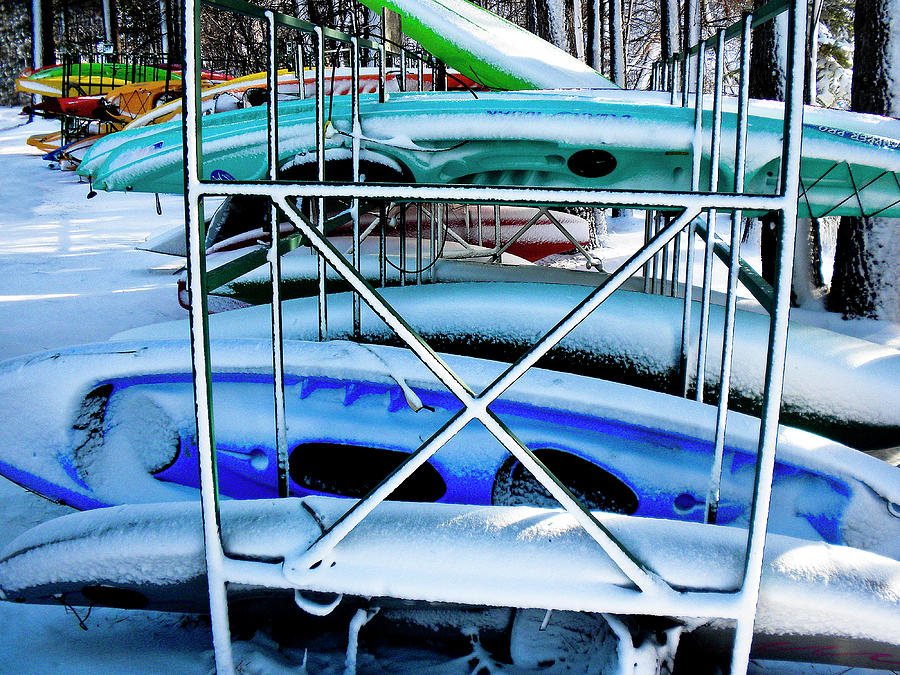 Kayaks in Snow Photograph by Neil Pankler