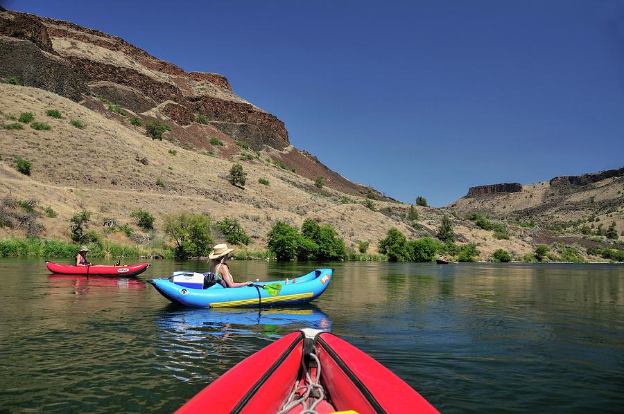 Kayaks On Deschutes River, Or Digital Art by Heeb Photos | Fine Art America