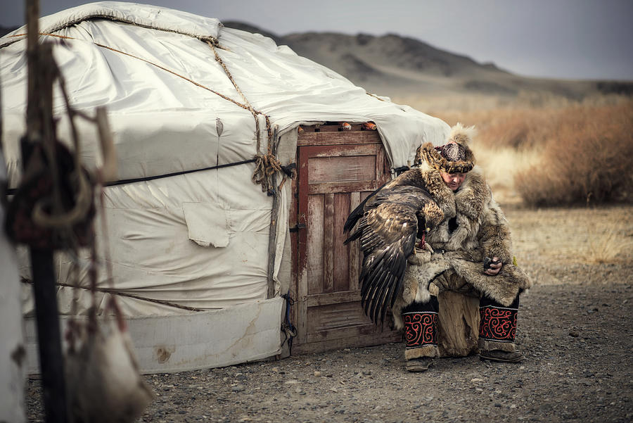 Kazakh Eagle Hunter Of Mongolia. Photograph by Chanwit Whanset