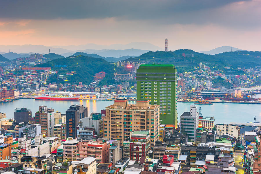 Architecture Photograph - Keelung, Taiwan Cityscape Over The Bay by Sean Pavone