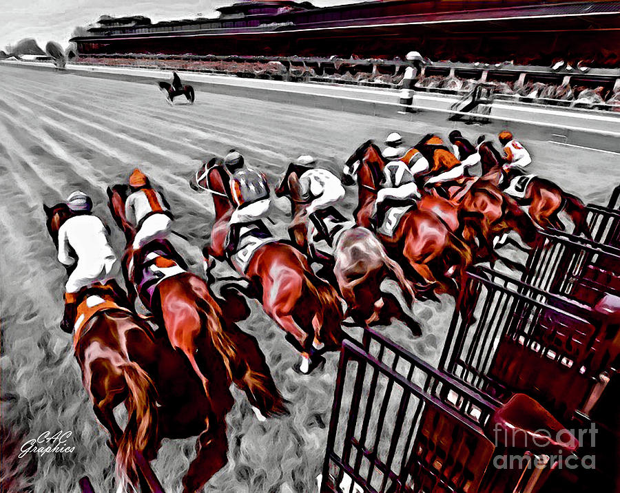 Keeneland Out Of The Gate Digital Art by CAC Graphics