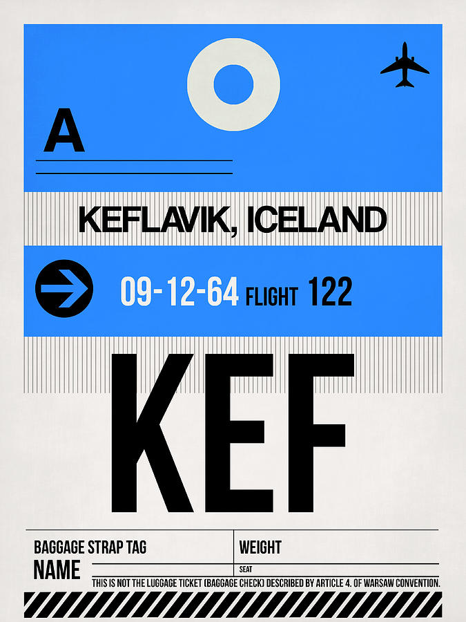 KEF Keflavik Luggage Tag I Digital Art by Naxart Studio