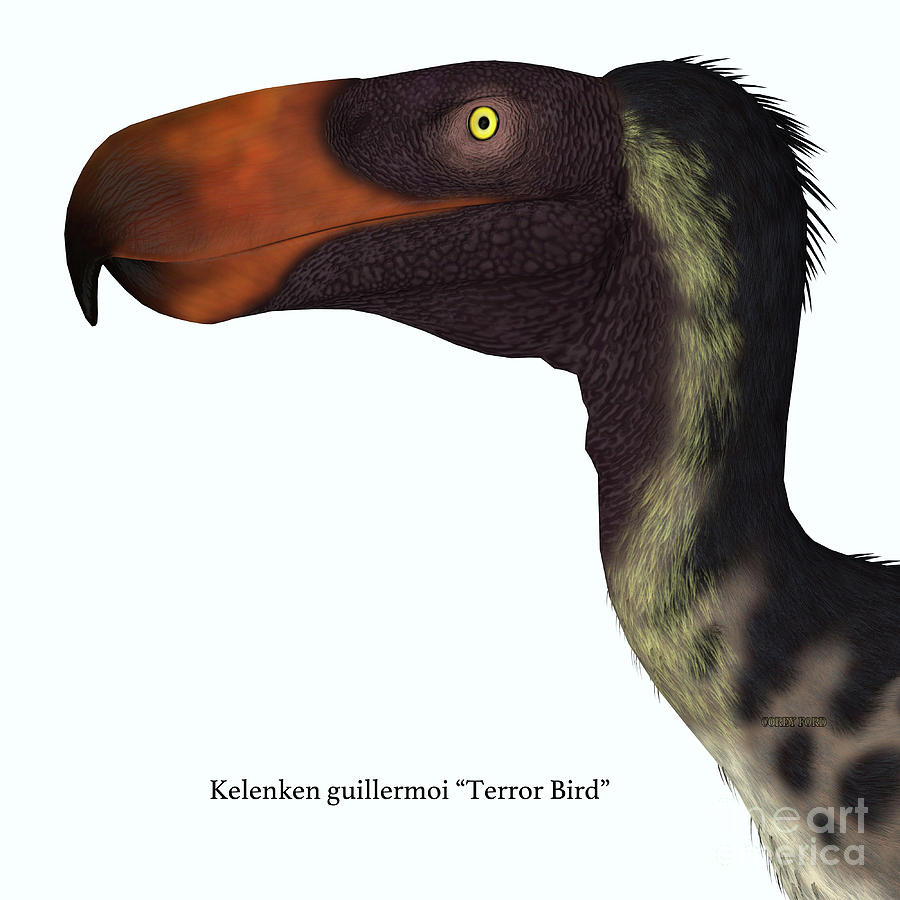 Kelenken Bird Head with Font Digital Art by Corey Ford