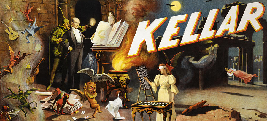 Kellar the magician, performing arts poster Painting by Strobridge