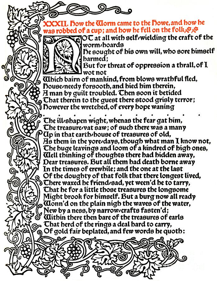 Kelmscott Press Page From The Tale Drawing by Print Collector