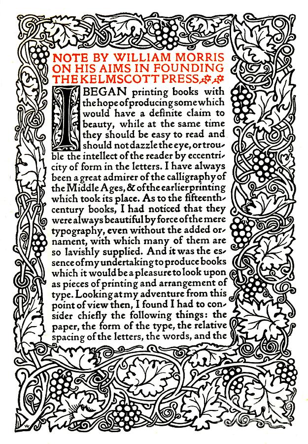 Kelmscott Press Page Printed Drawing by Print Collector