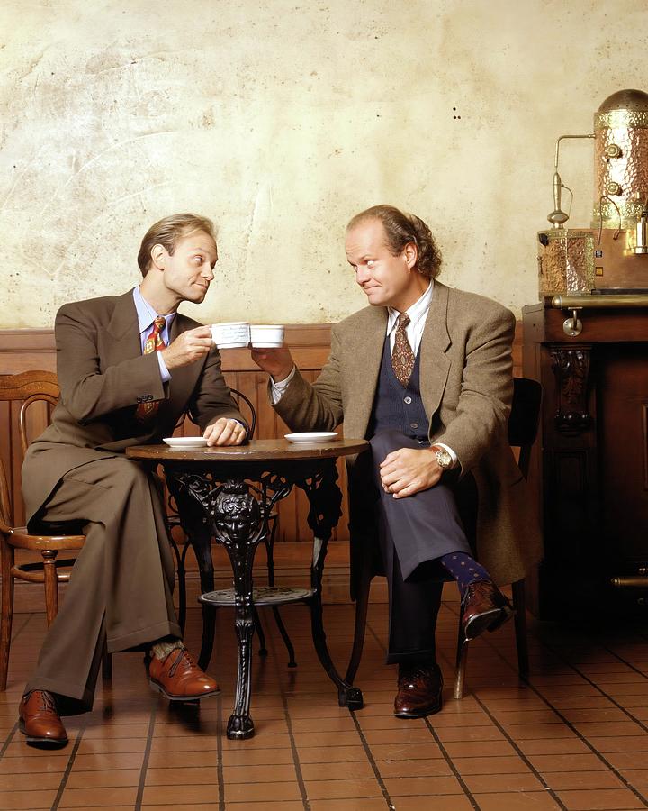 KELSEY GRAMMER and DAVID HYDE PIERCE in FRASIER-TV -1993-. Photograph by Album