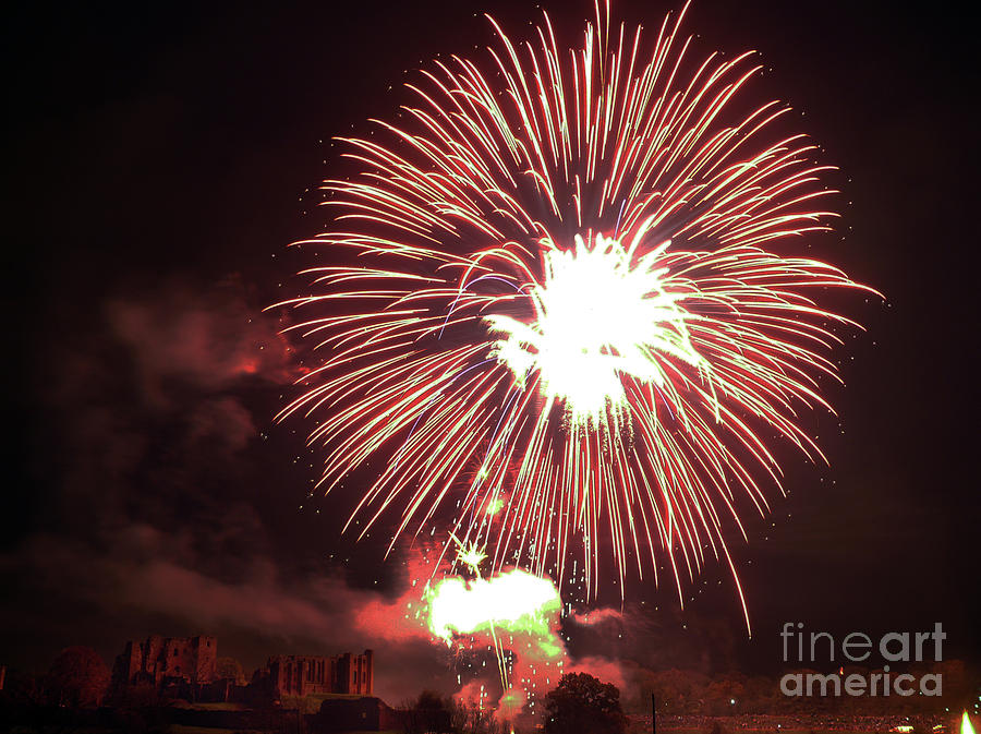 Kenilworth Castle Bonfire Night Fireworks Photograph by Justin Bates