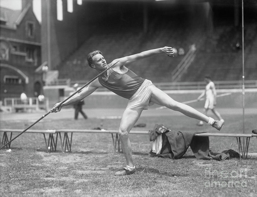 Kenneth Churchill Throwing Javelin Photograph by Bettmann