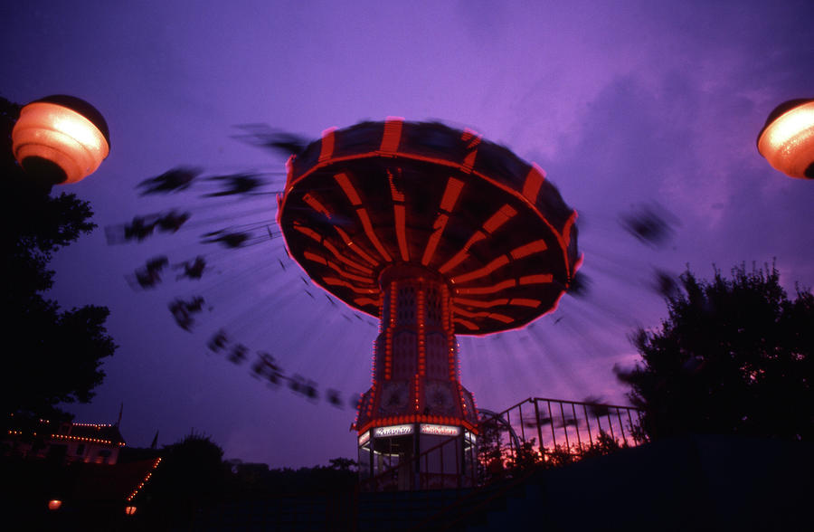 Kennywood swing ride night light Photograph by Blair Seitz