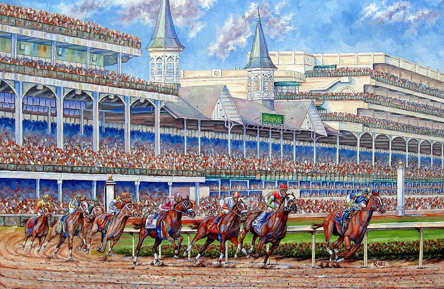 Kentucky Derby Painting - Kentucky Derby - Leading the Field by Mike Rabe