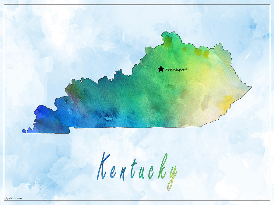 Kentucky Watercolor Map Style 5 Painting by Greg Edwards
