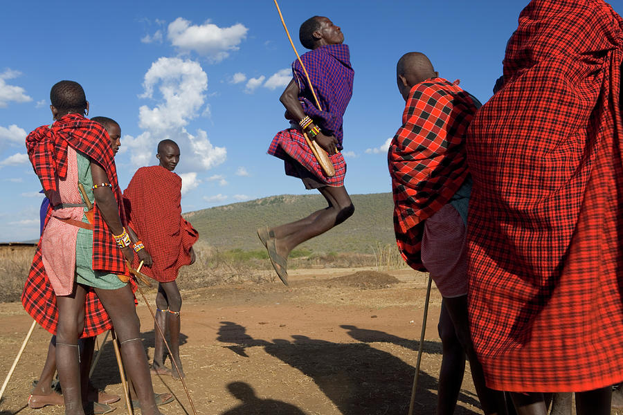 Kenya, Masai Mara, Masai Dancers Photograph by Peter Adams