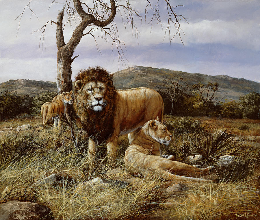 Lion Painting - Kenyan Pride by Trevor V. Swanson
