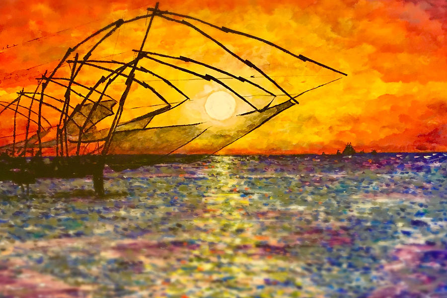 Kerala Sunset Painting by Joel Tesch