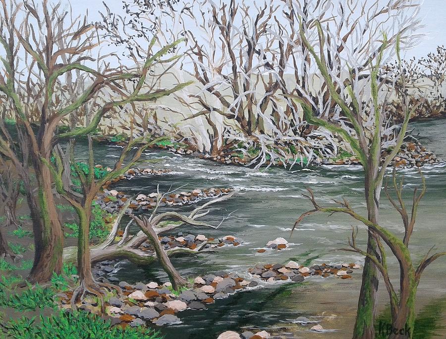 Kern River Behind Hart Park, Bakersfield, CA Painting by Katherine Young-Beck