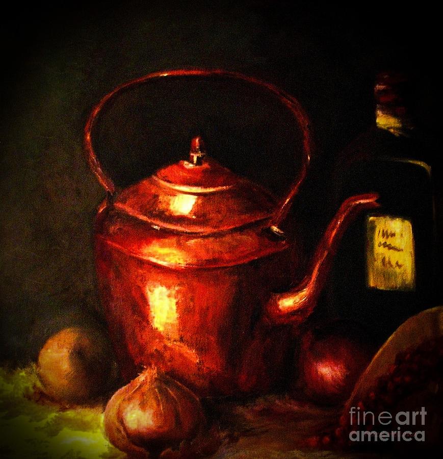 The Red Kettle Painting by Hazel Holland