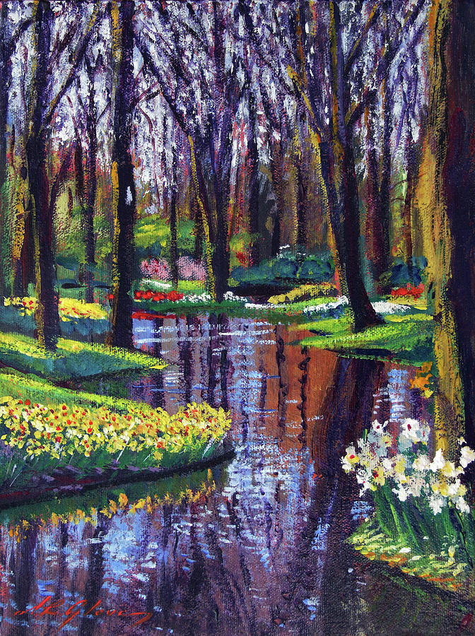 Keukenhof Park In Spring Painting by David Lloyd Glover