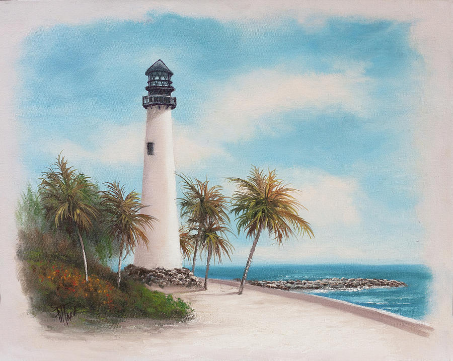 Key Biscayne Lighthouse Painting by Lynne Pittard