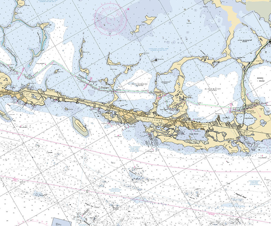 key-largo-florida-nautical-chart-v6-mixed-media-by-sea-koast-fine