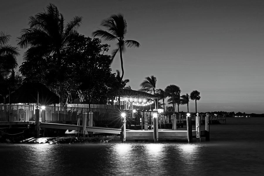 Key Largo Pier Dusk Florida Black and White Photograph by Toby McGuire