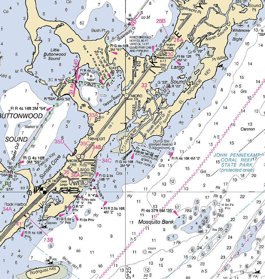 key-largo-south-florida-nautical-chart-mixed-media-by-sea-koast-fine