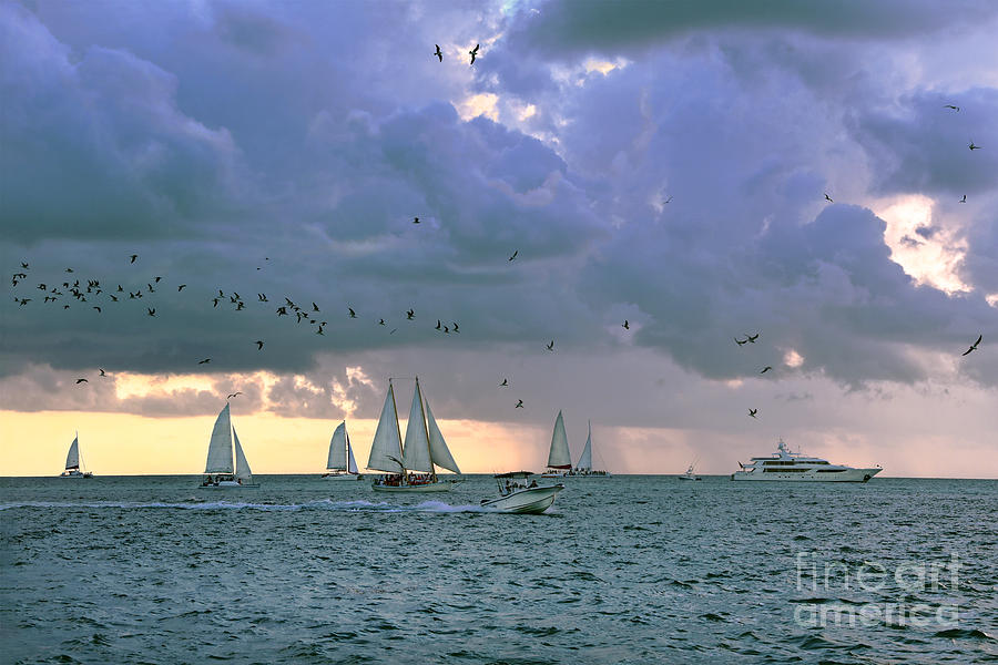 Key West Boats Waiting For Sunset Photograph