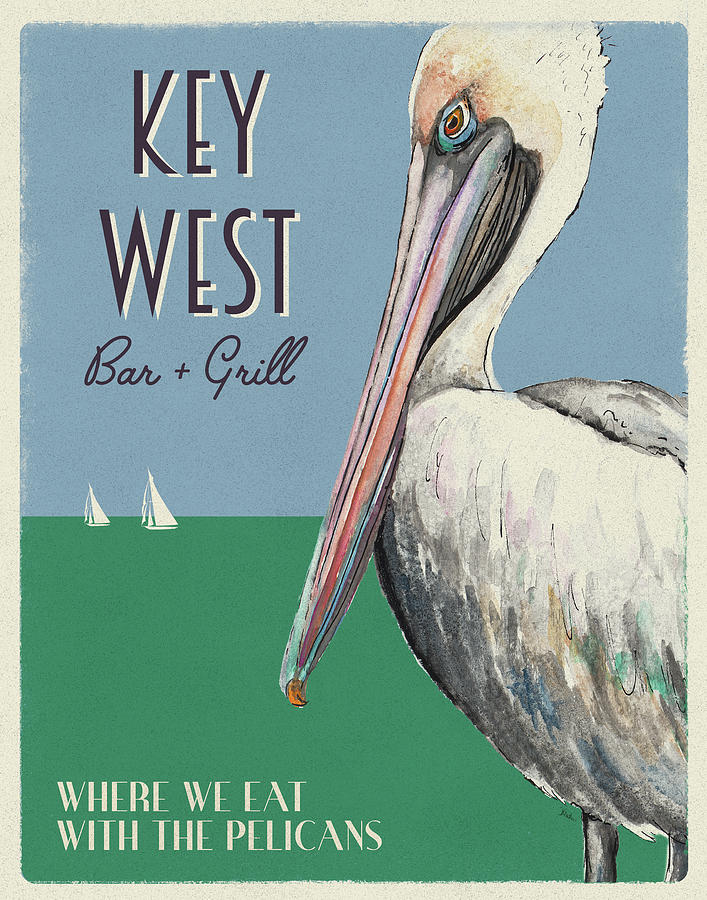 Pelican Mixed Media - Key West by Patricia Pinto
