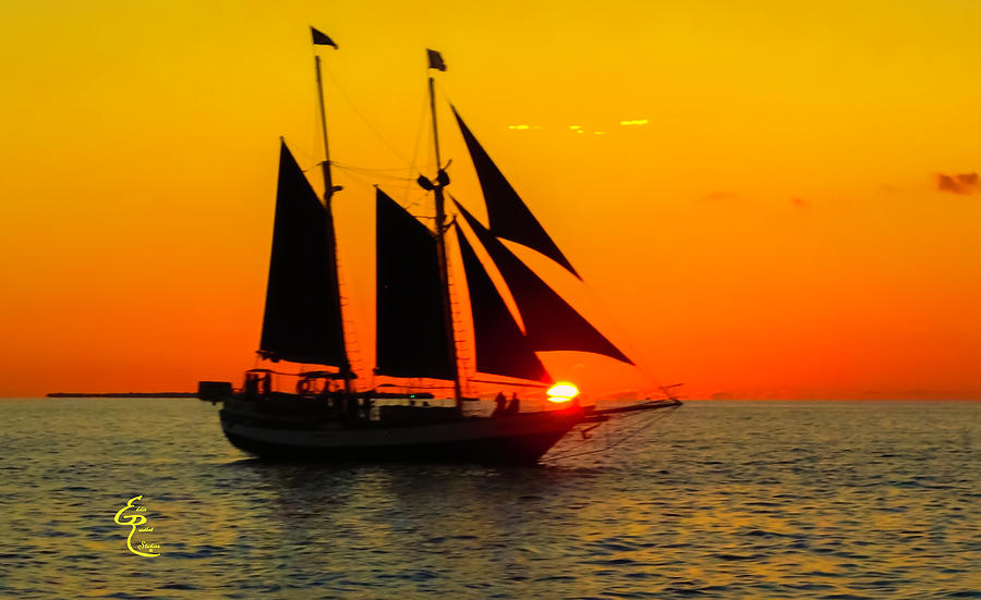 Details about   KEY WEST Sunset 11x14" Matted Art Photo Photograph Sailing Colorful Boat Rainbow 