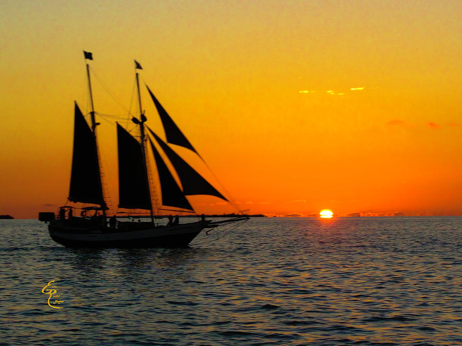 Key West Sunset, Racing the Tall Ship, Wind in the Sails Photograph by ...