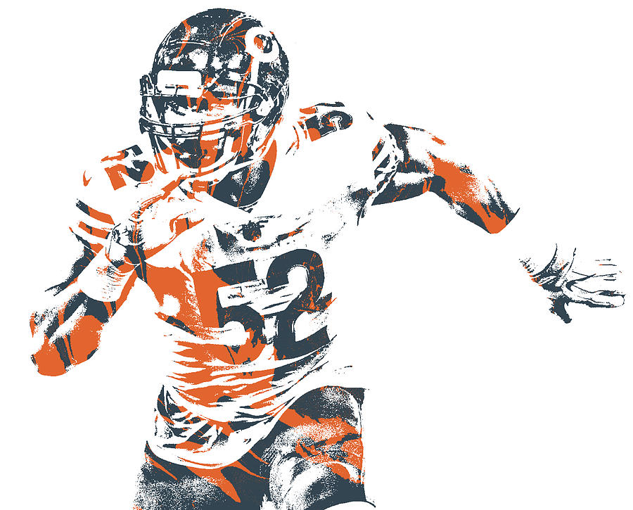 Khalil Mack CHICAGO BEARS APPAREL T SHIRT PIXEL ART 1 Mixed Media by Joe  Hamilton - Fine Art America