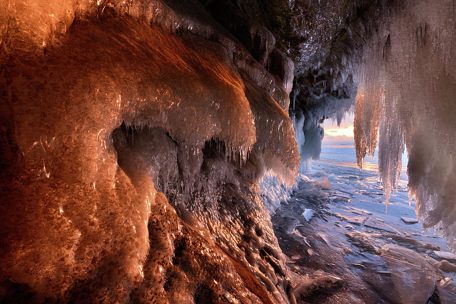 Kharantsy Ice Caves At Sunset, Baikal Lake, Olkhon Island, Siberia ...