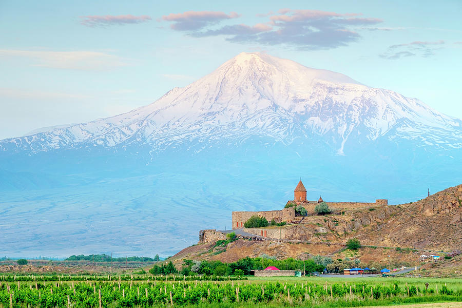 Spring Photograph - Khor Virap Monastery And Mount Ararat At Sunrise, Ararat Province, Armenia by Cavan Images