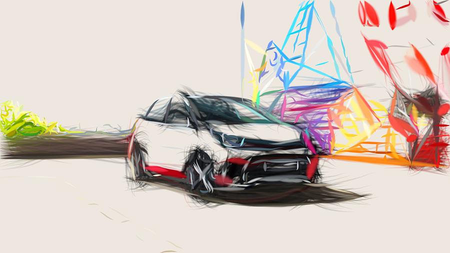 Kia Picanto GT Line Drawing Digital Art by CarsToon Concept