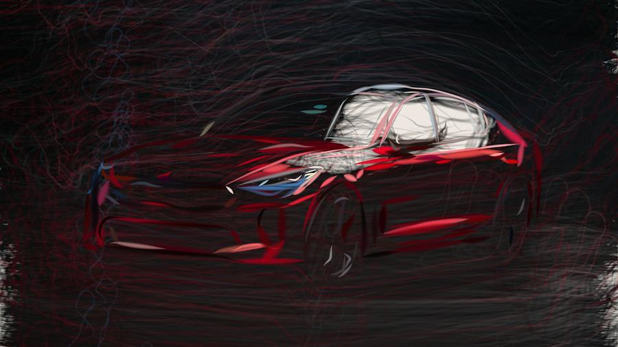 Kia Stinger GT Drawing Digital Art by CarsToon Concept