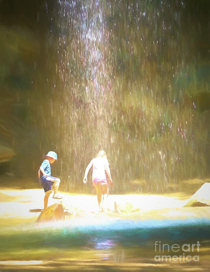 Kids and Waterfall by Cathy Donohoue Kids and Waterfall by Cathy Donohoue