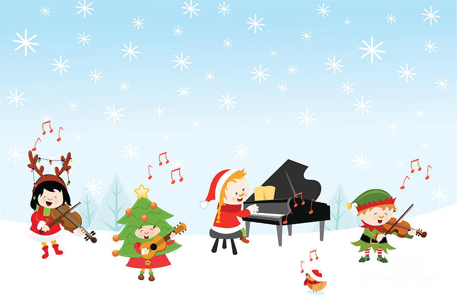 Gift Digital Art - Kids Playing Christmas Songs by Pinar Ince Gift Digital Art - Kids Playing Christmas Songs by Pinar Ince